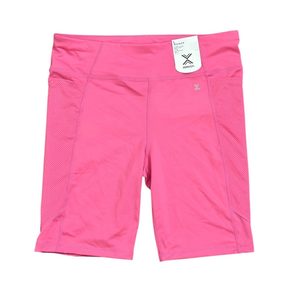 Xersion Activewear Pink Quick-Dri Biker Shorts Pockets Women's Size Large NWT